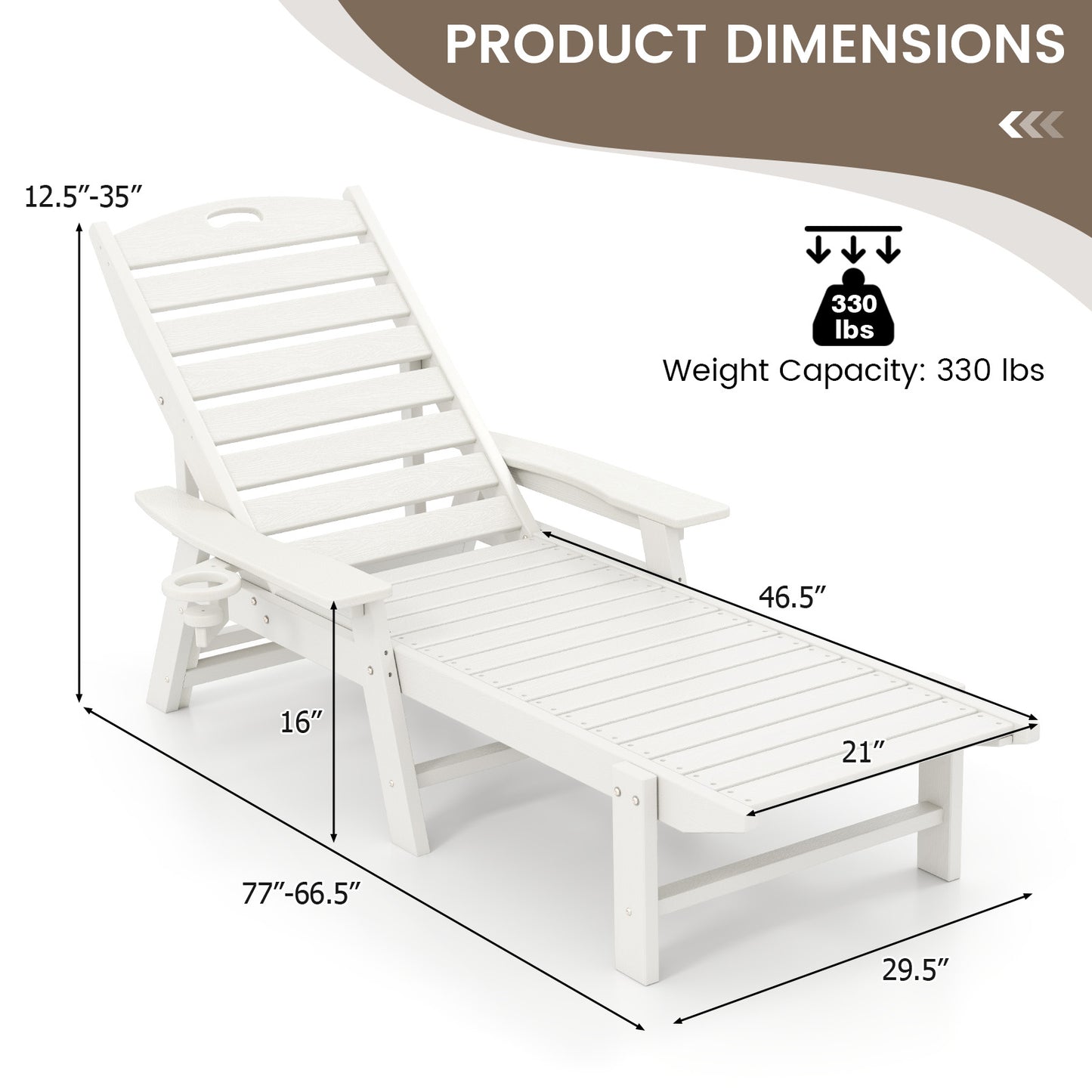 Outdoor Chaise Lounge Chair with 4-Position Adjustable Backrest