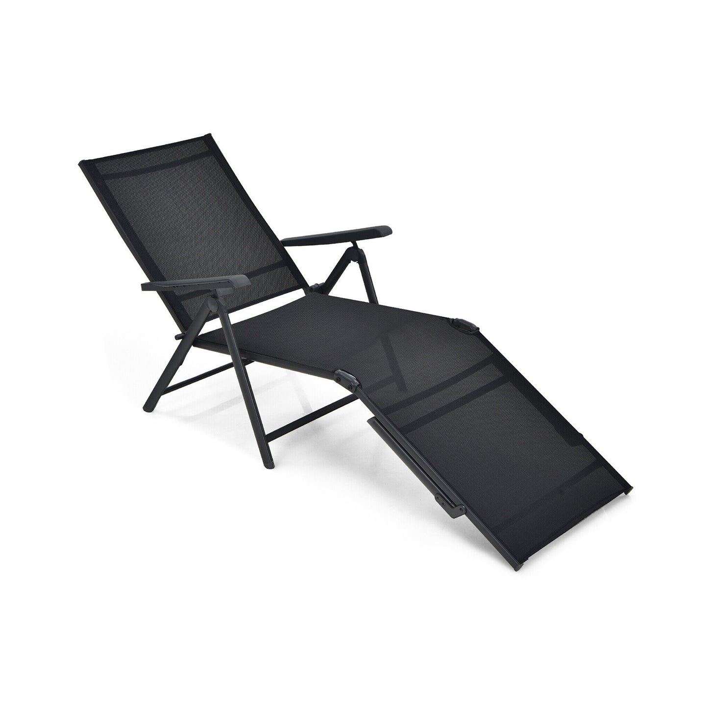 Foldable Patio Chaise Lounge Chair with Adjustable Backrest