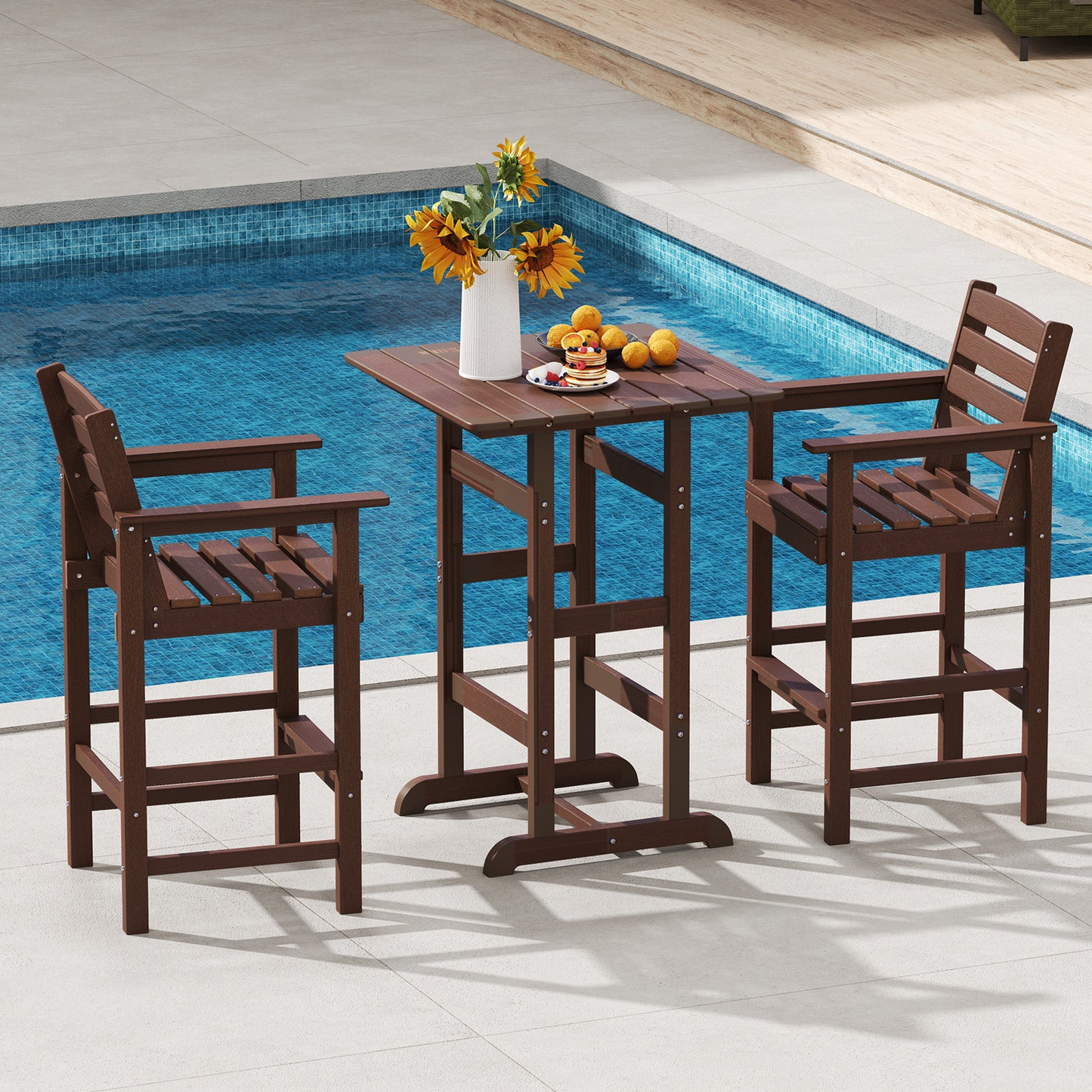 HDPE Adirondack Bar Chairs Set of 2 with Wide Armrests