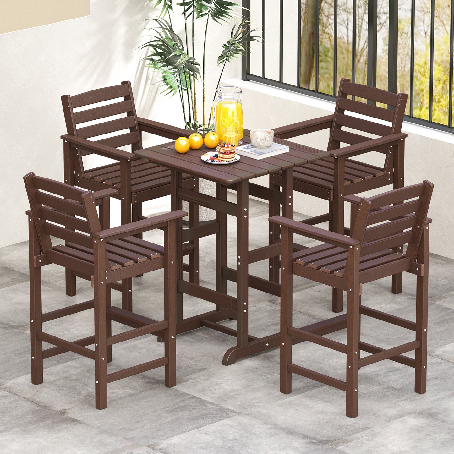 HDPE Adirondack Bar Chairs Set of 2 with Wide Armrests