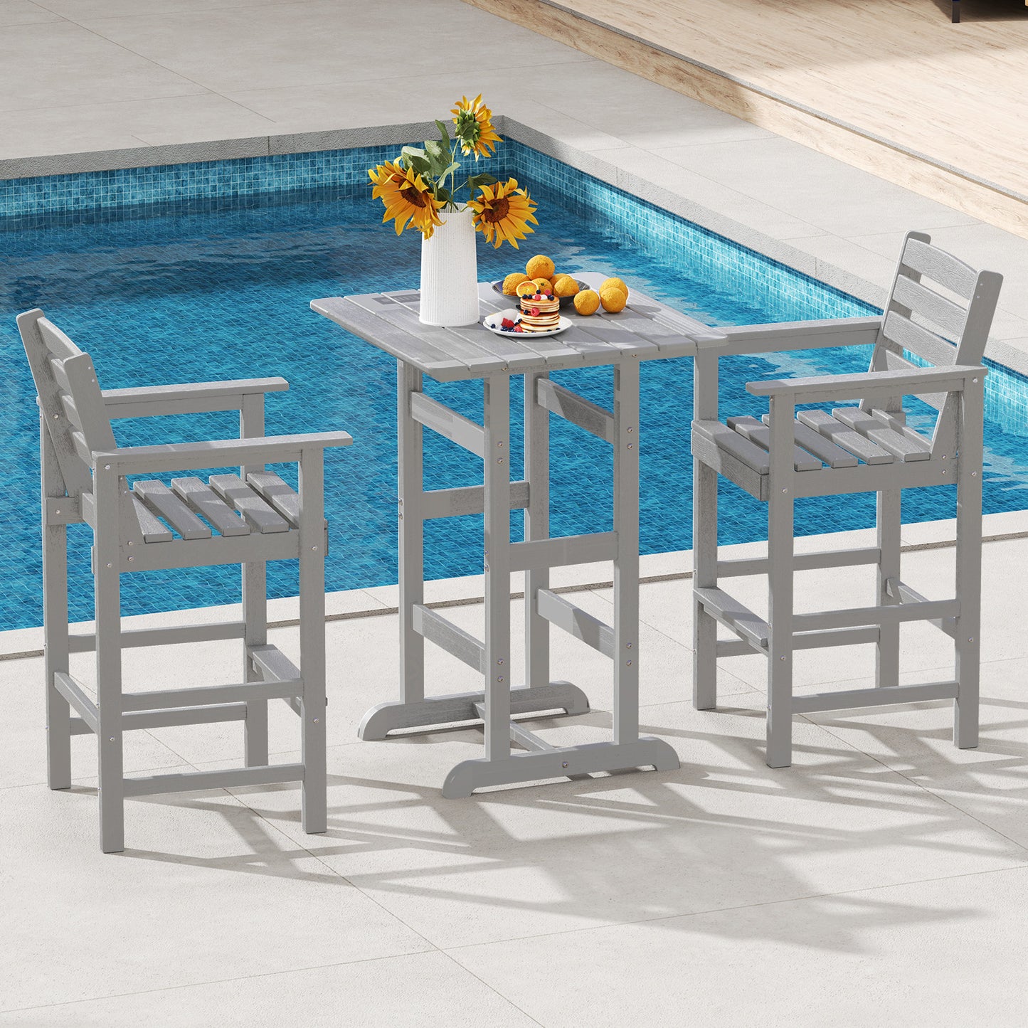 HDPE Adirondack Bar Chairs Set of 2 with Wide Armrests