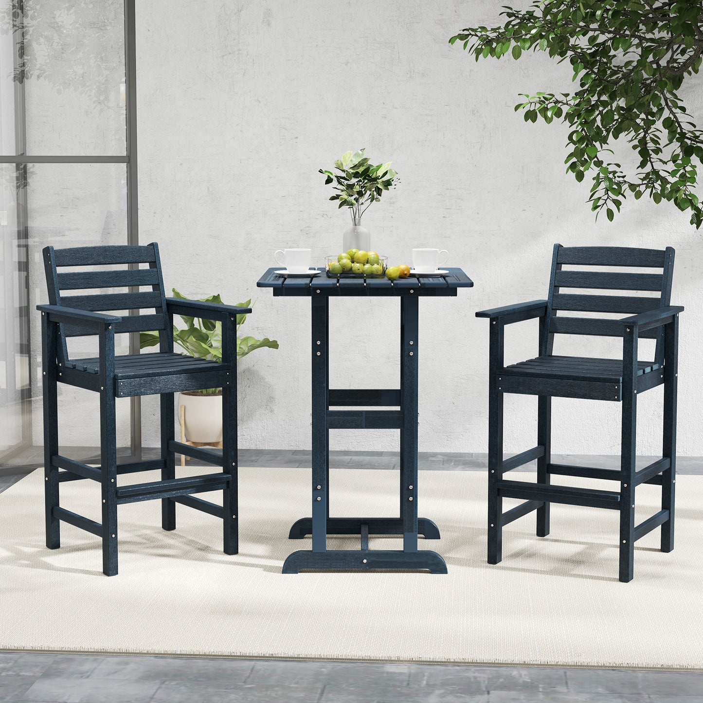 HDPE Adirondack Bar Chairs Set of 2 with Wide Armrests
