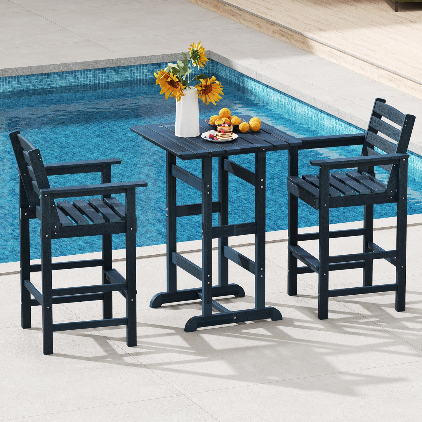 HDPE Adirondack Bar Chairs Set of 2 with Wide Armrests