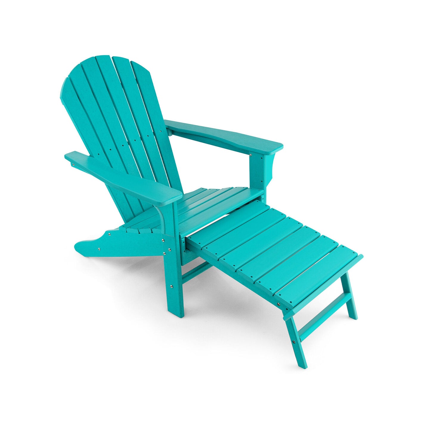 Adirondack Chair with Retractable Ottoman HDPE Outdoor