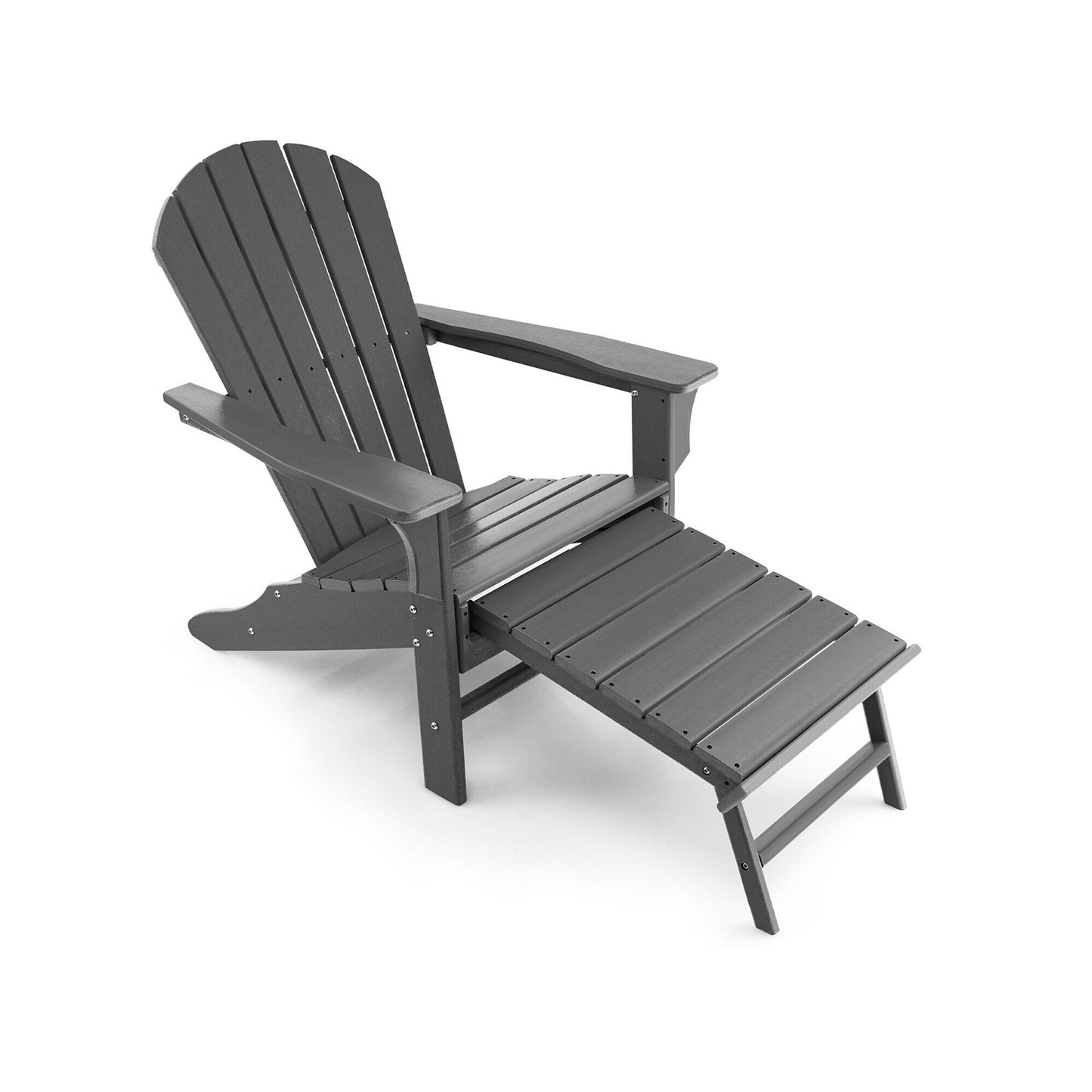 Adirondack Chair with Retractable Ottoman HDPE Outdoor