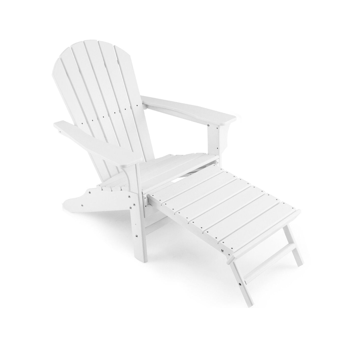 Adirondack Chair with Retractable Ottoman HDPE Outdoor
