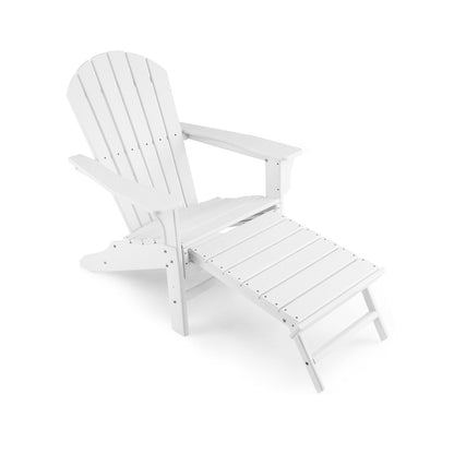 Adirondack Chair with Retractable Ottoman HDPE Outdoor