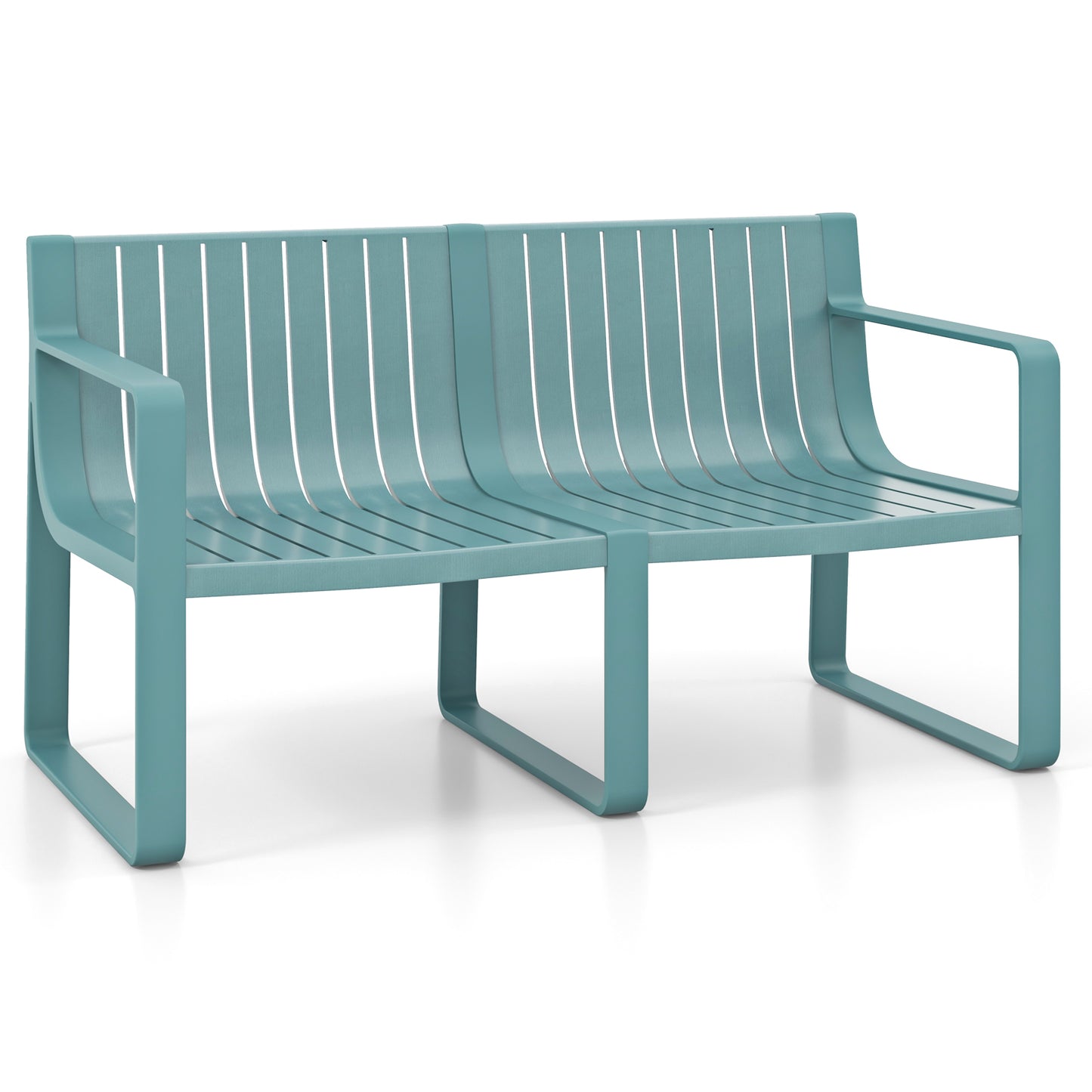 2-Person Outdoor Bench with Curved Backrest, 530 lbs Capacity