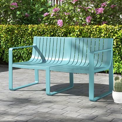 2-Person Outdoor Bench with Curved Backrest, 530 lbs Capacity