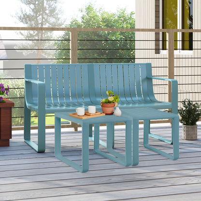 2-Person Outdoor Bench with Curved Backrest, 530 lbs Capacity
