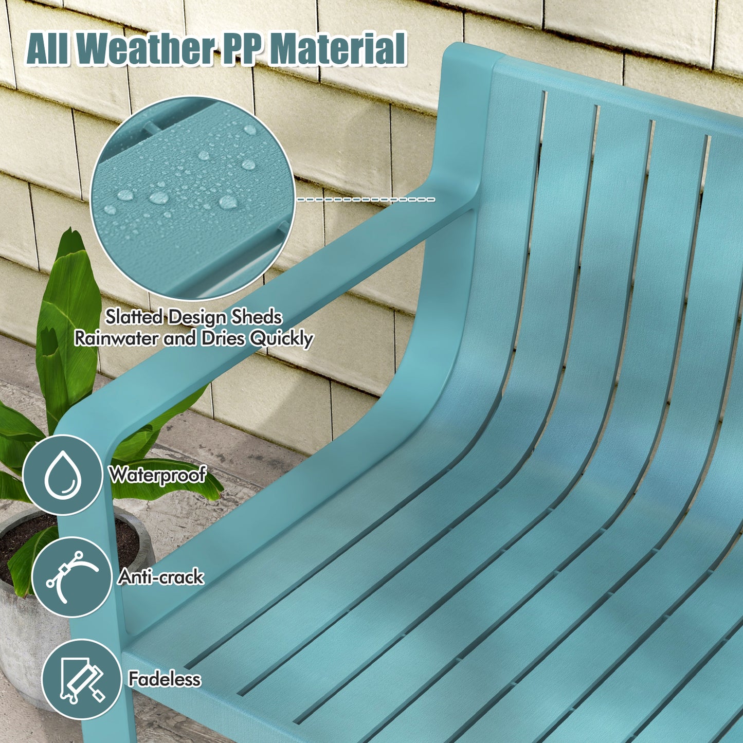 2-Person Outdoor Bench with Curved Backrest, 530 lbs Capacity