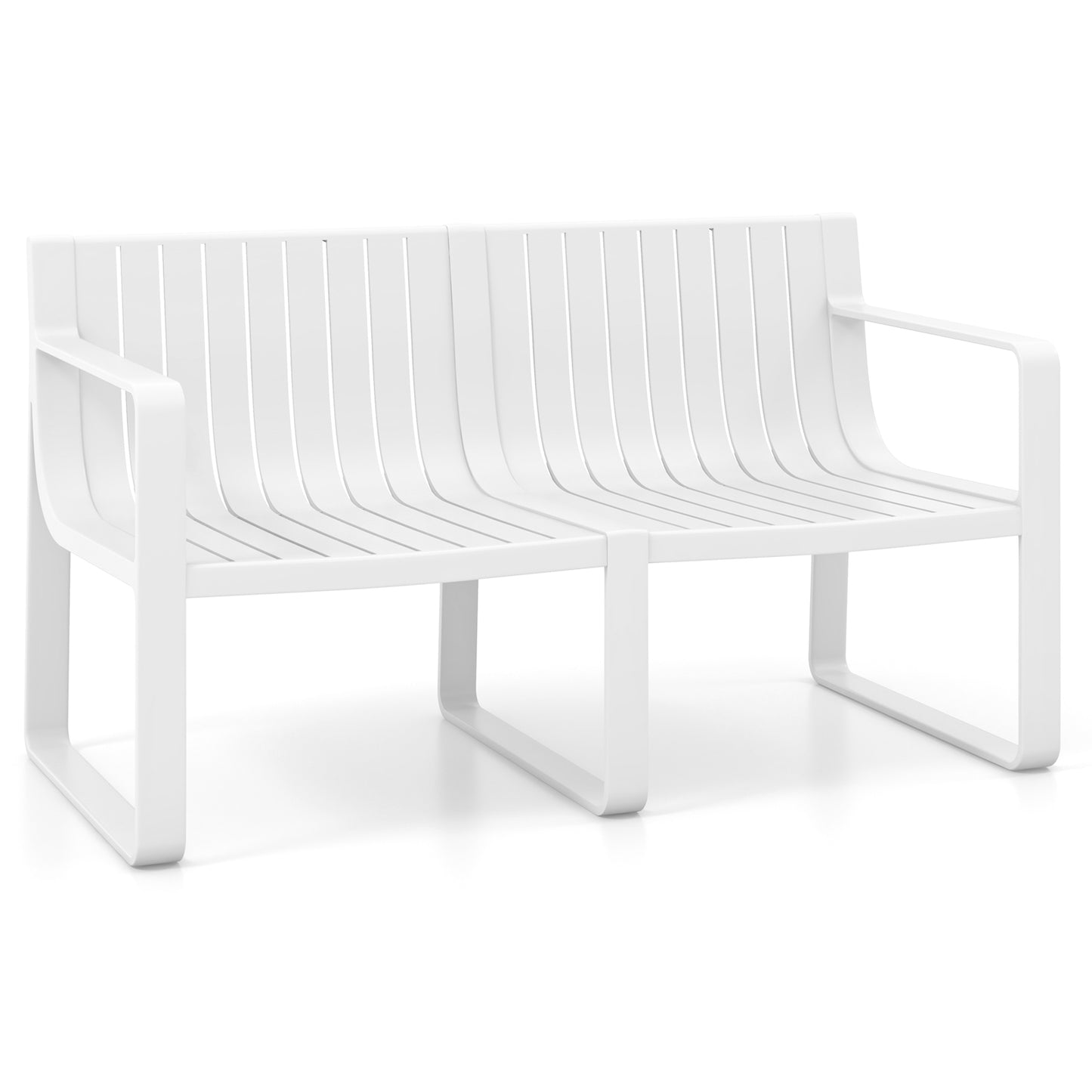 2-Person Outdoor Bench with Curved Backrest, 530 lbs Capacity