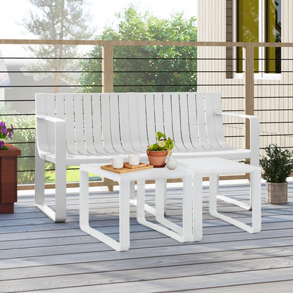 2-Person Outdoor Bench with Curved Backrest, 530 lbs Capacity