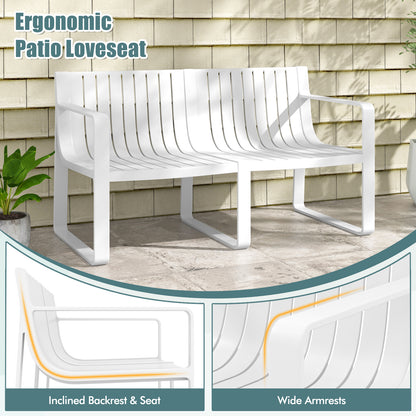 2-Person Outdoor Bench with Curved Backrest, 530 lbs Capacity
