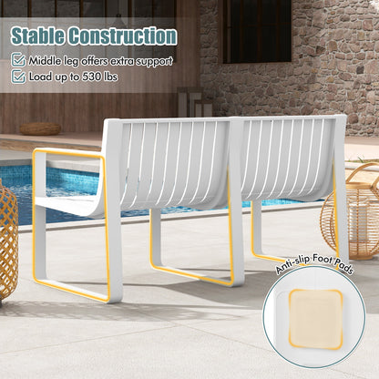 2-Person Outdoor Bench with Curved Backrest, 530 lbs Capacity