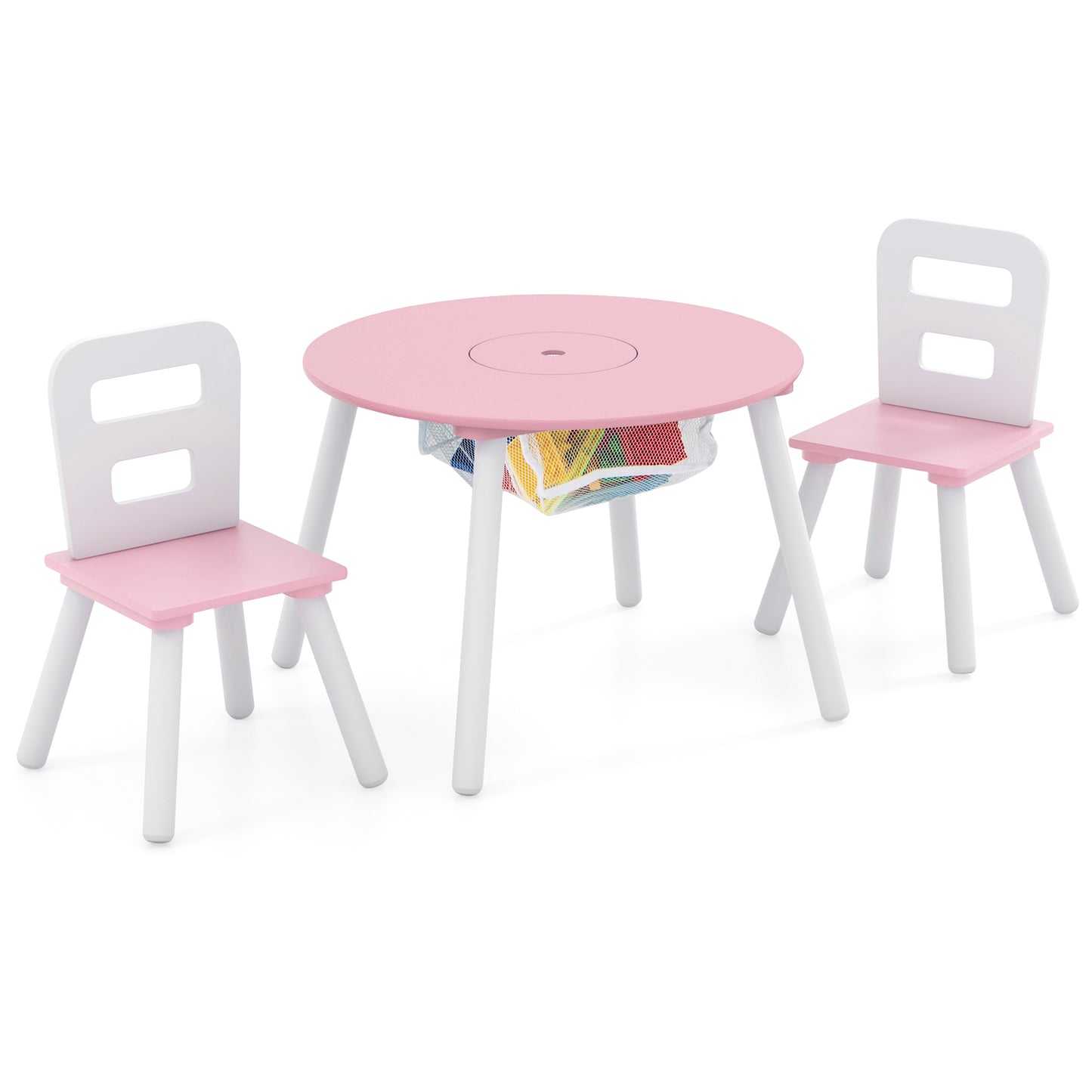 Kids Table and Chair Set with Mesh Storage - 3 Piece