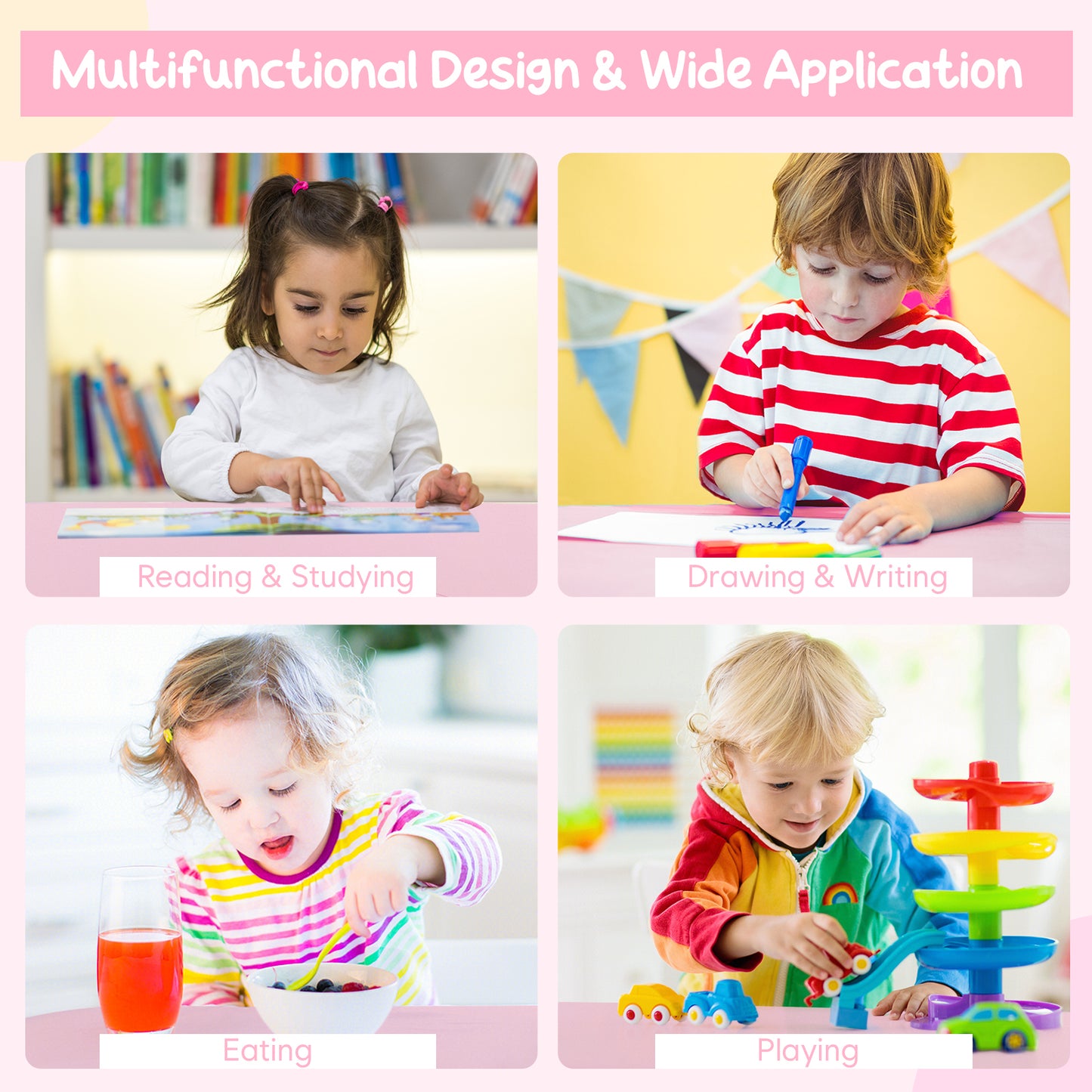 Kids Table and Chair Set with Mesh Storage - 3 Piece