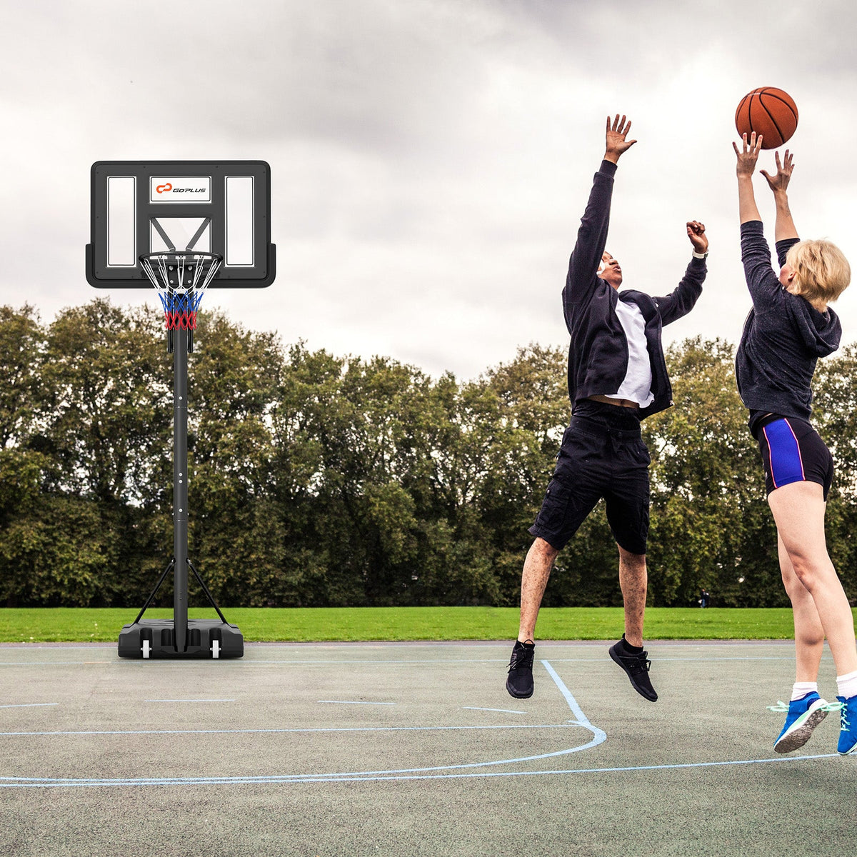 Portable Basketball Hoop with 4.6 to 10 Feet 10-Level Height Adjustable