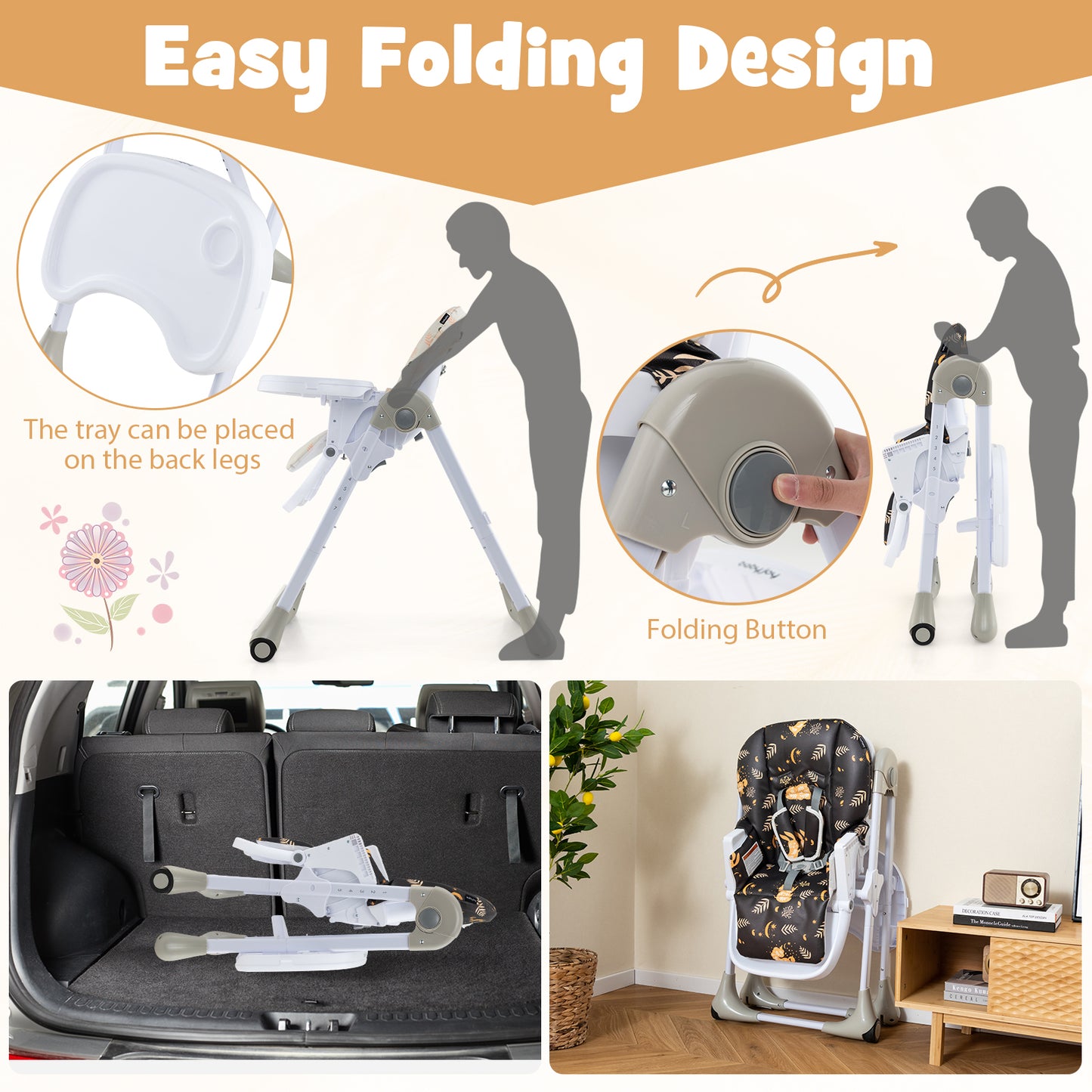 3-in-1 Convertible Baby High Chair with Adjustable Height