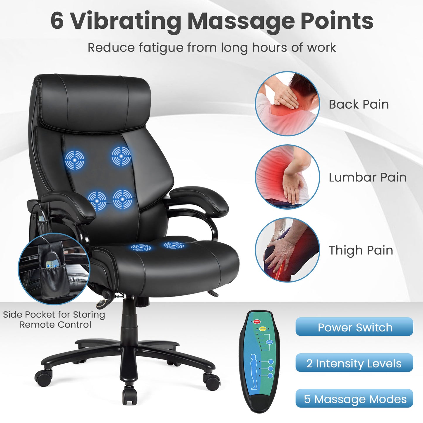 Big & Tall Massage Office Chair with 6 Vibration Points