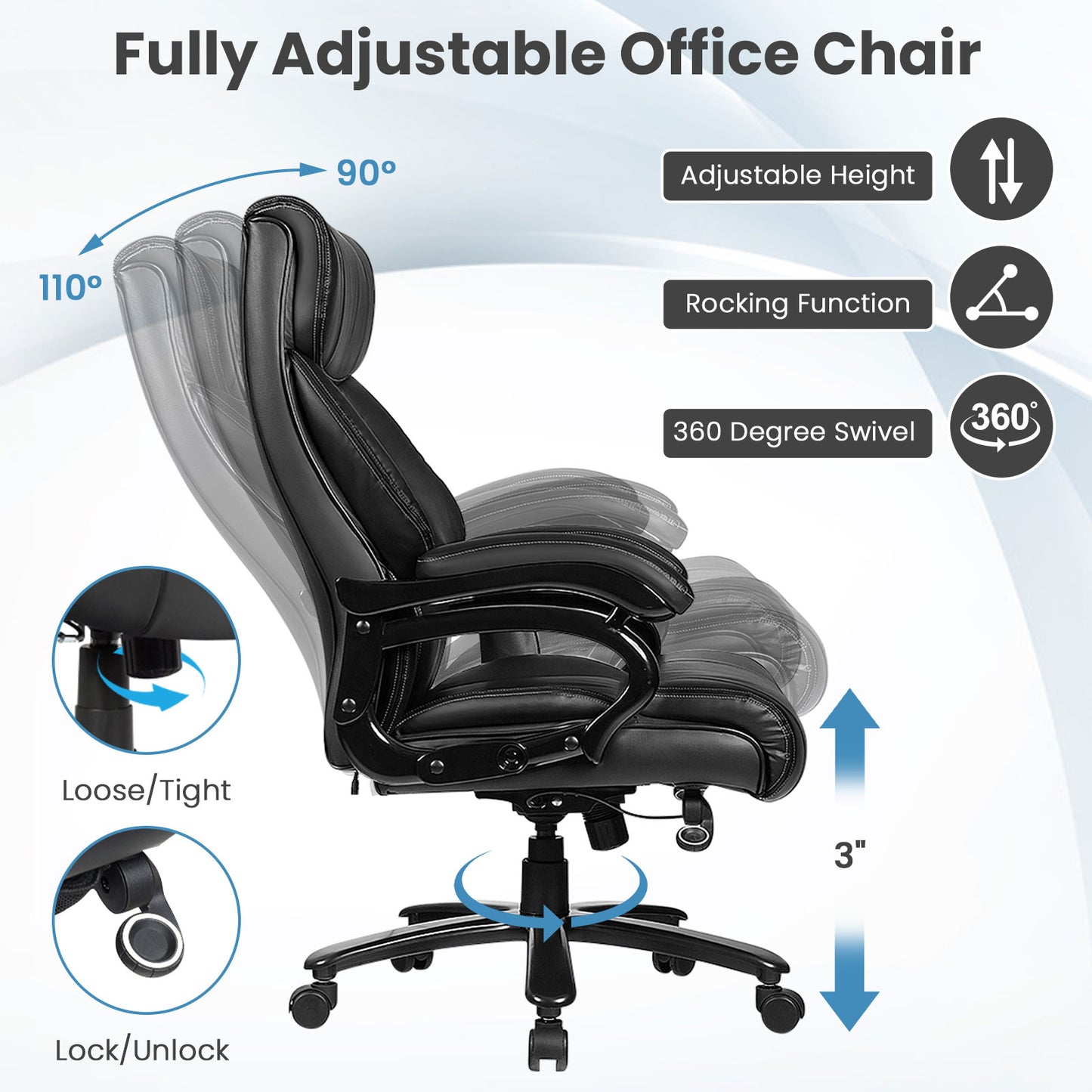 Big & Tall Massage Office Chair with 6 Vibration Points