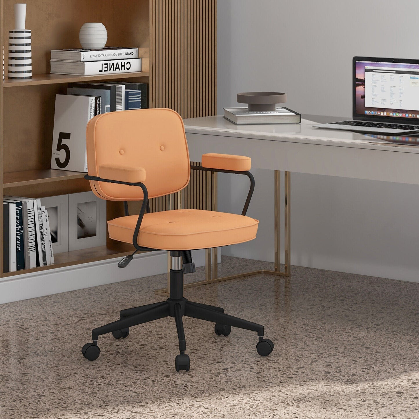 Office Chair with Rocking Backrest and Ergonomic Armrests