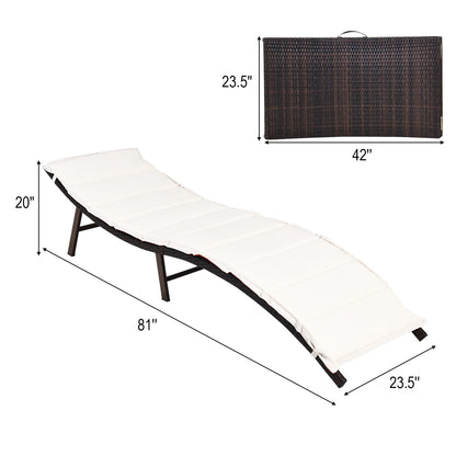 Folding Patio Chaise Lounge Chair Set of 2 with Cushions