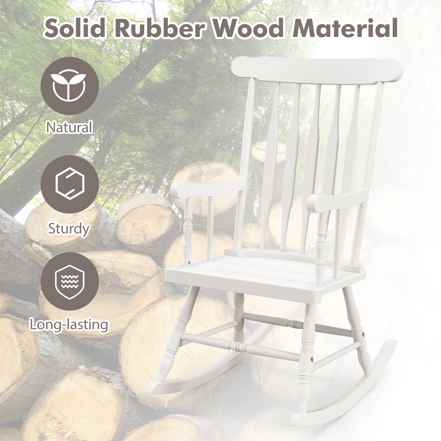 Solid Wood Rocking Chair for Patio and Garden