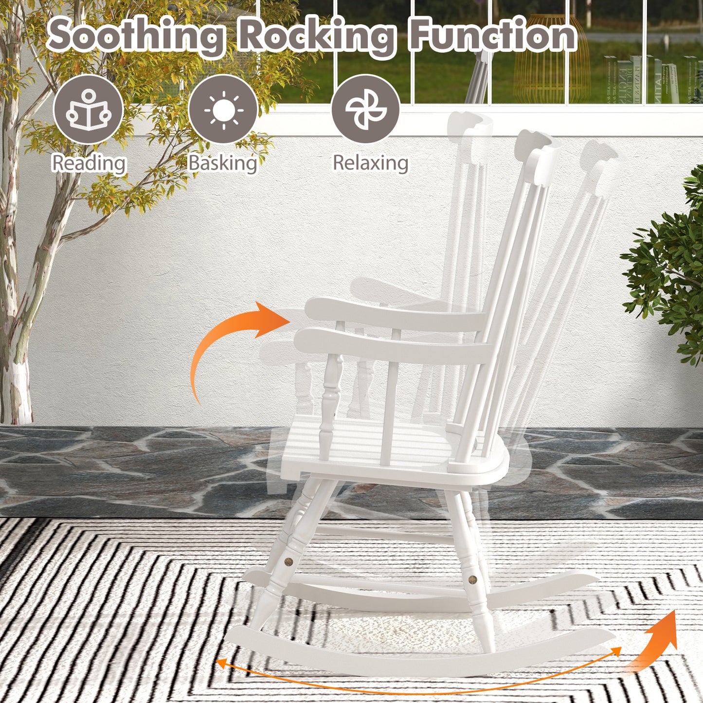 Solid Wood Rocking Chair for Patio and Garden