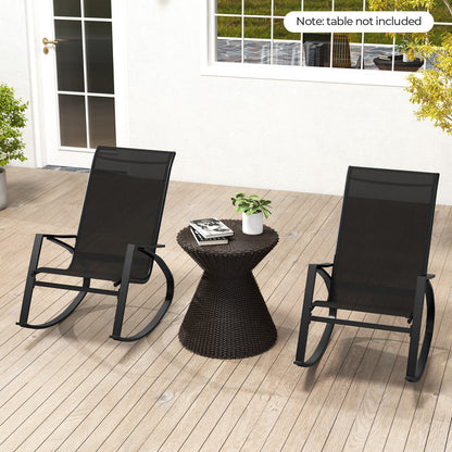 Patio Rocking Chairs Set of 2 with Sling Fabric Seats
