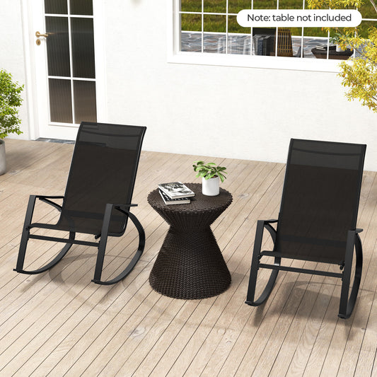 Patio Rocking Chairs Set of 2 with Sling Fabric Seats