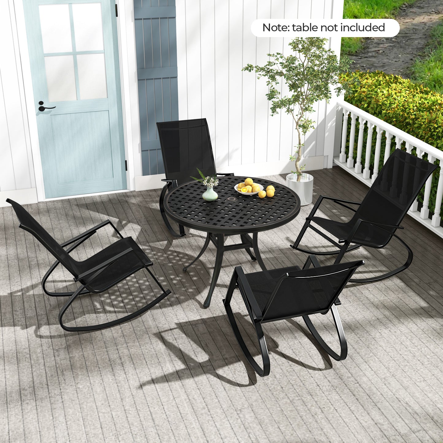 Patio Rocking Chairs Set of 2 with Sling Fabric Seats