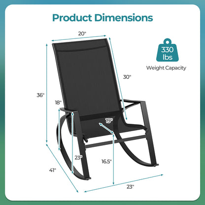 Patio Rocking Chairs Set of 2 with Sling Fabric Seats