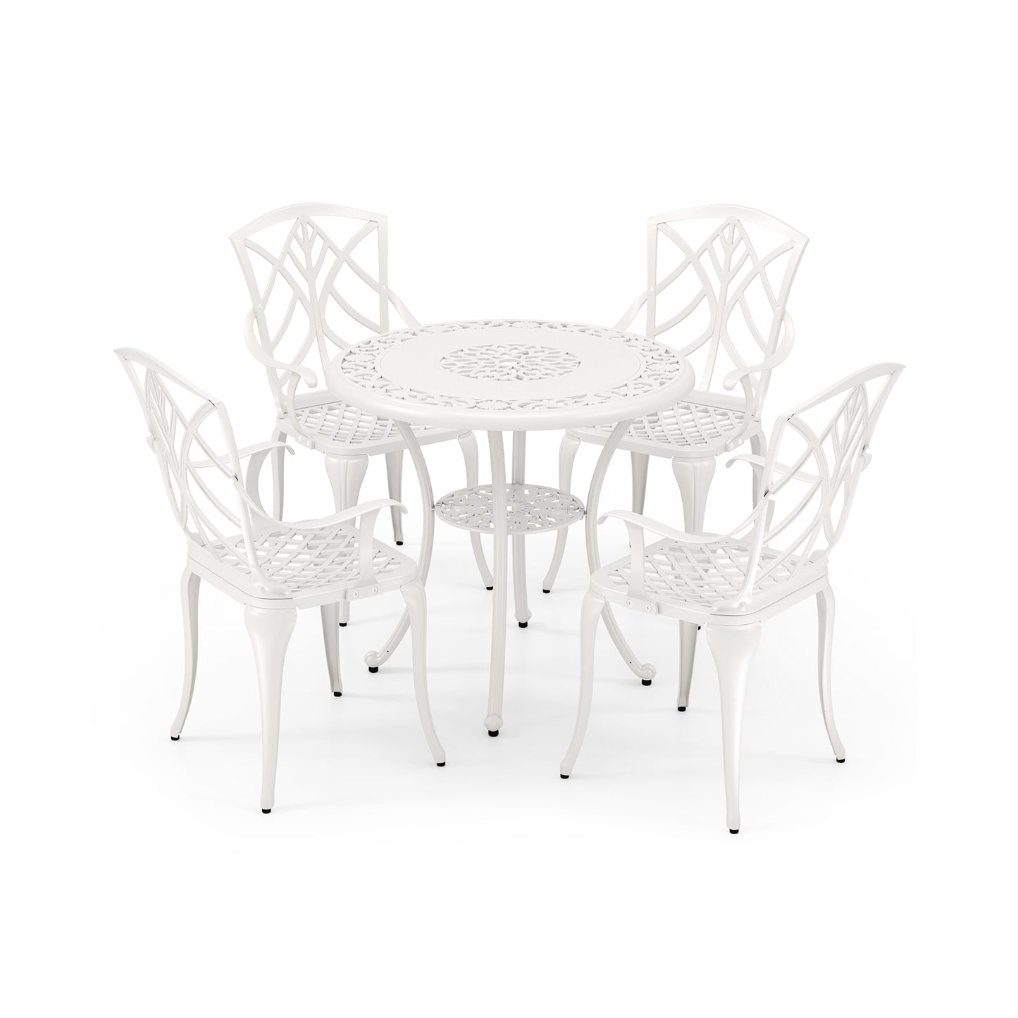 Cast Aluminum Patio Dining Chairs Set of 4 with Armrests