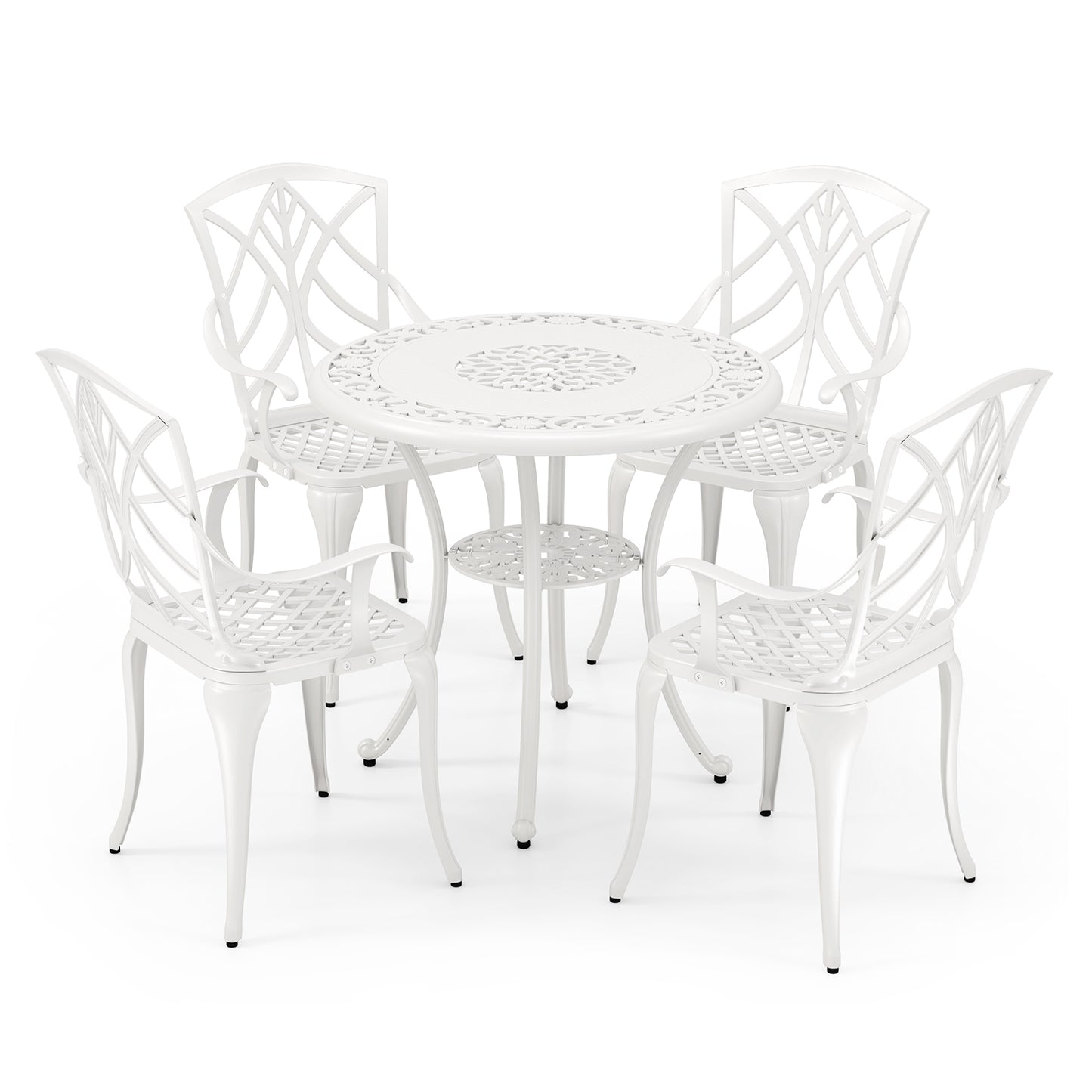 Cast Aluminum Patio Dining Chairs Set of 4 with Armrests