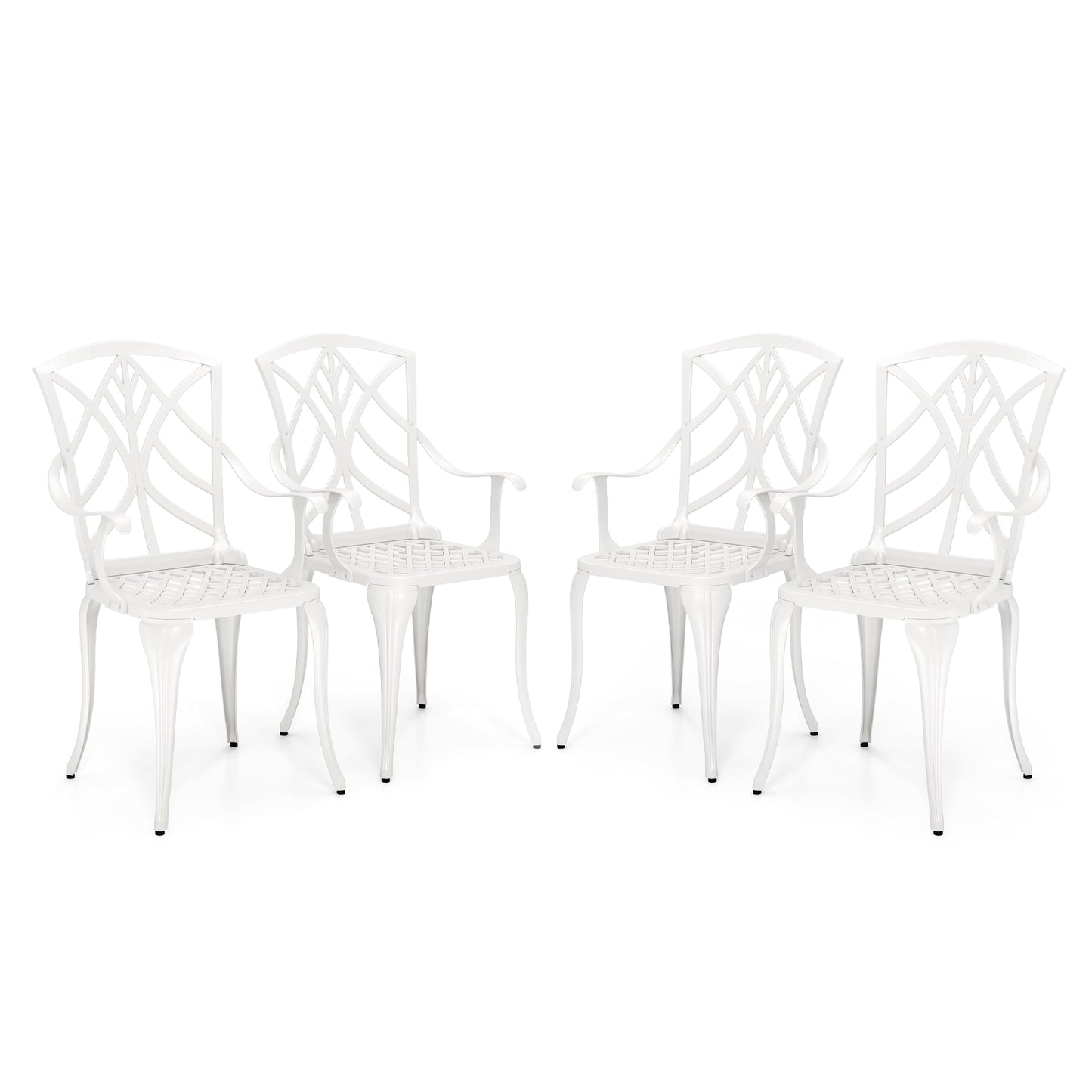 Cast Aluminum Patio Dining Chairs Set of 4 with Armrests