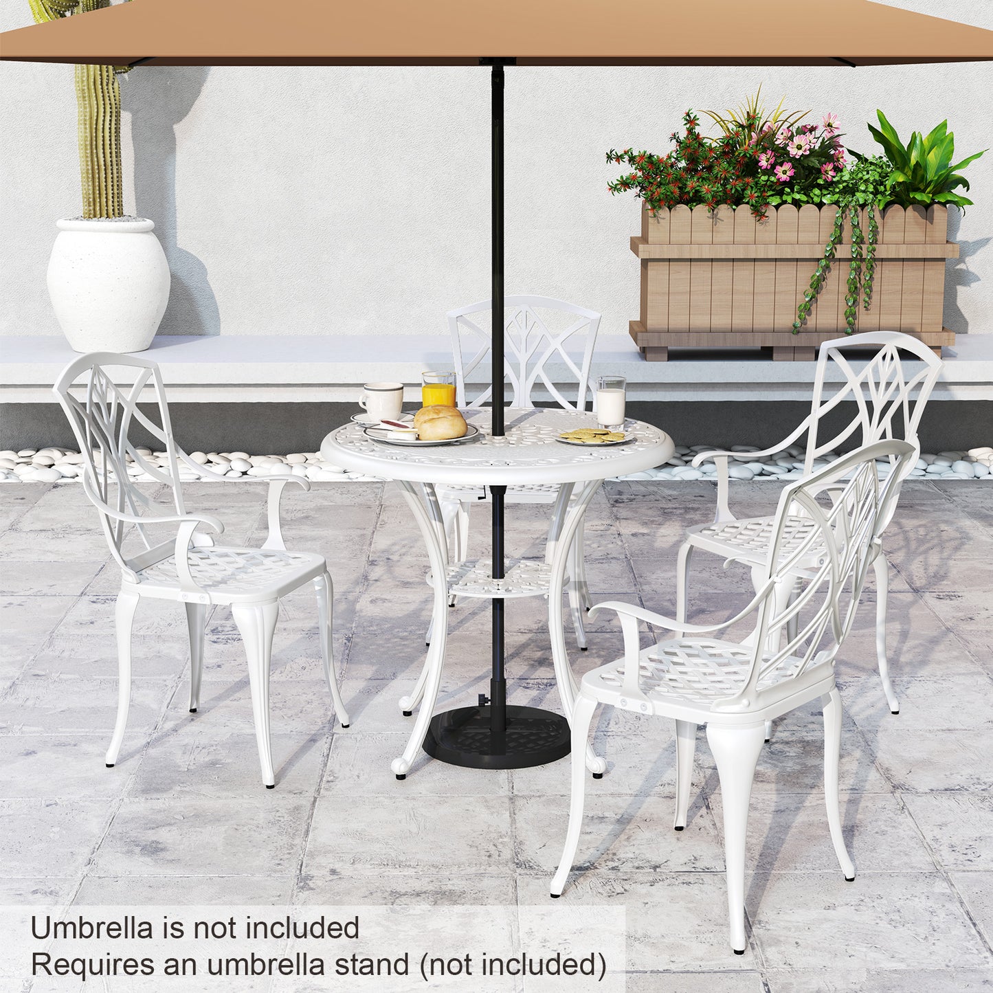 Cast Aluminum Patio Dining Chairs Set of 4 with Armrests