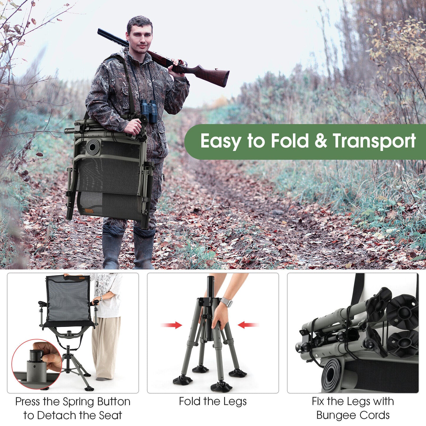 360° Swivel Hunting Chair with Adjustable Height