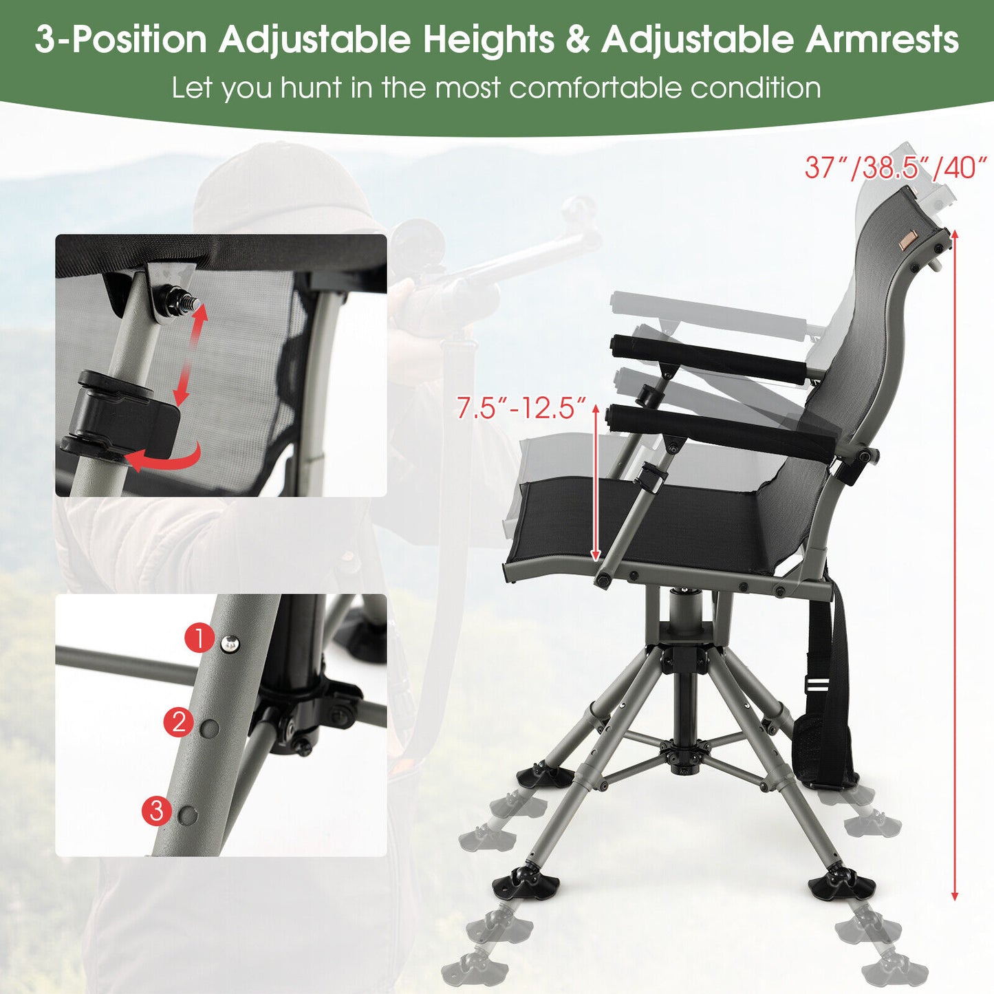 360° Swivel Hunting Chair with Adjustable Height