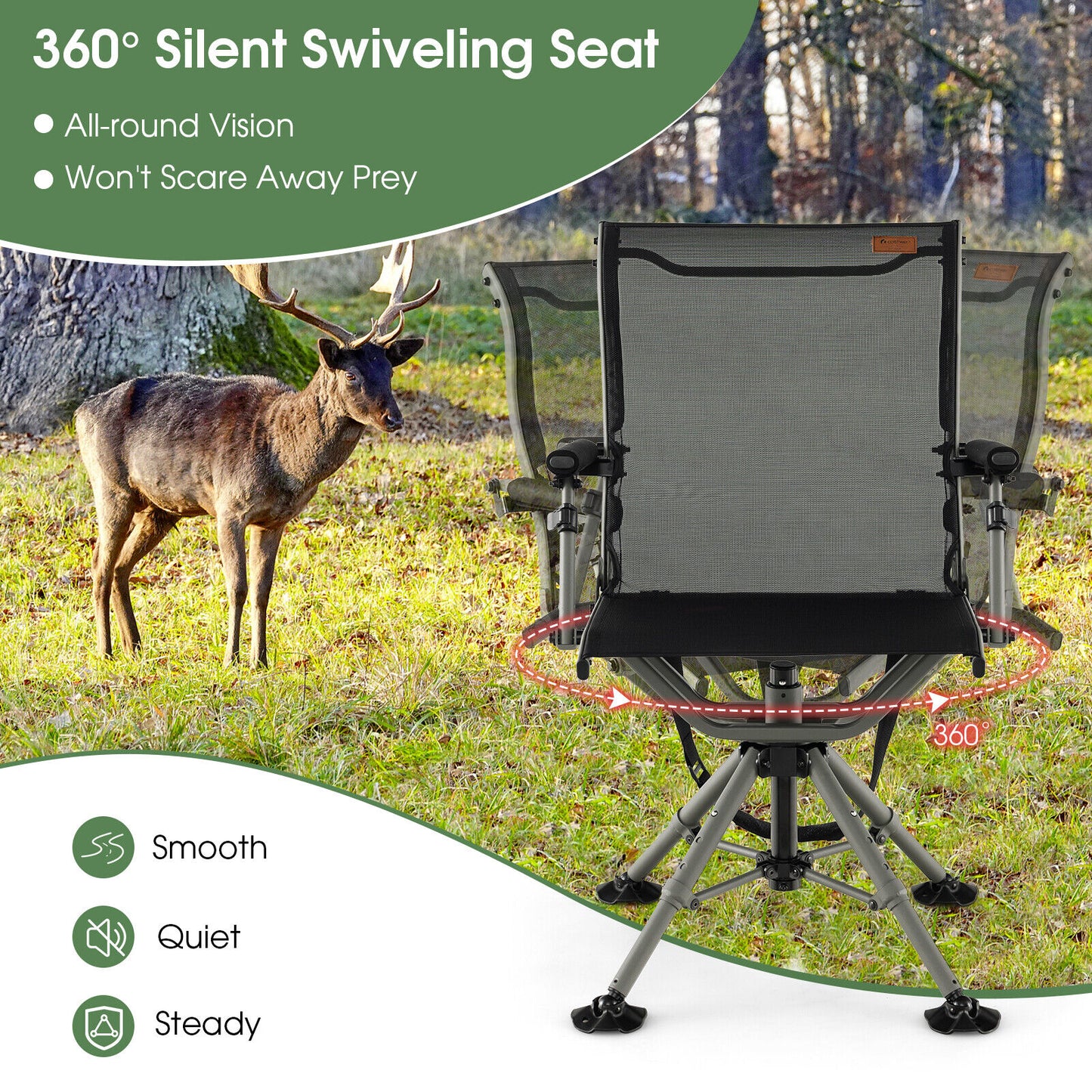 360° Swivel Hunting Chair with Adjustable Height