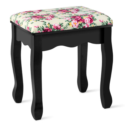 Makeup Vanity Table Set with Oval Mirror and Cushioned Stool