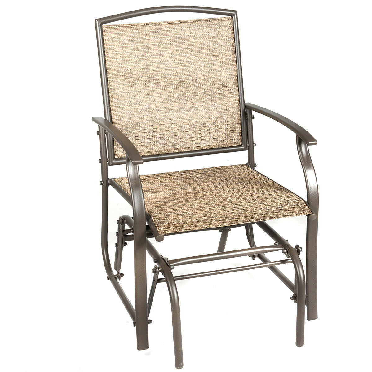 Single Seat Patio Glider Rocking Chair with Steel Frame