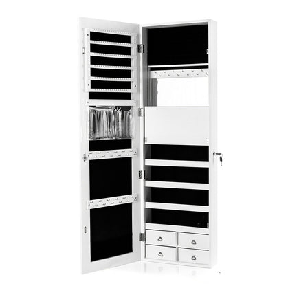 Wall-Mounted Jewelry Cabinet with Full-Length Mirror & LED Lights