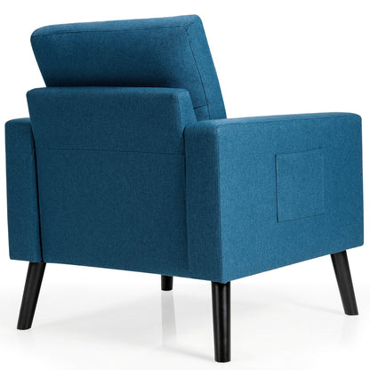 Mid-Century Upholstered Armchair with Rubber Wood Legs