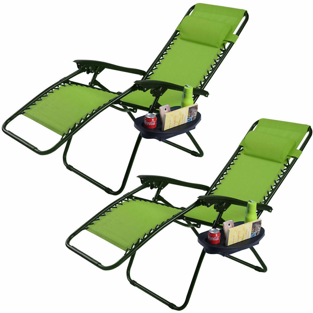 Zero Gravity Folding Lounge Chair Set of 2 with Pillow
