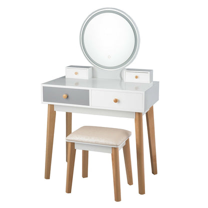 Makeup Vanity Table with Lighted Mirror and 4 Drawers