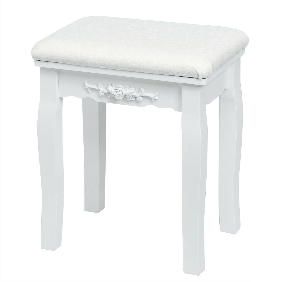 Vanity Table Set with Lighted Mirror and Cushioned Stool