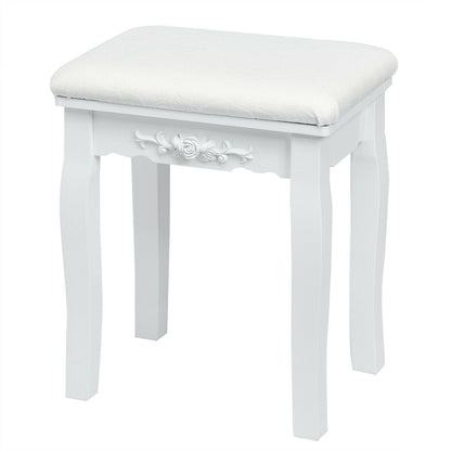 Vanity Table Set with Lighted Mirror and Cushioned Stool