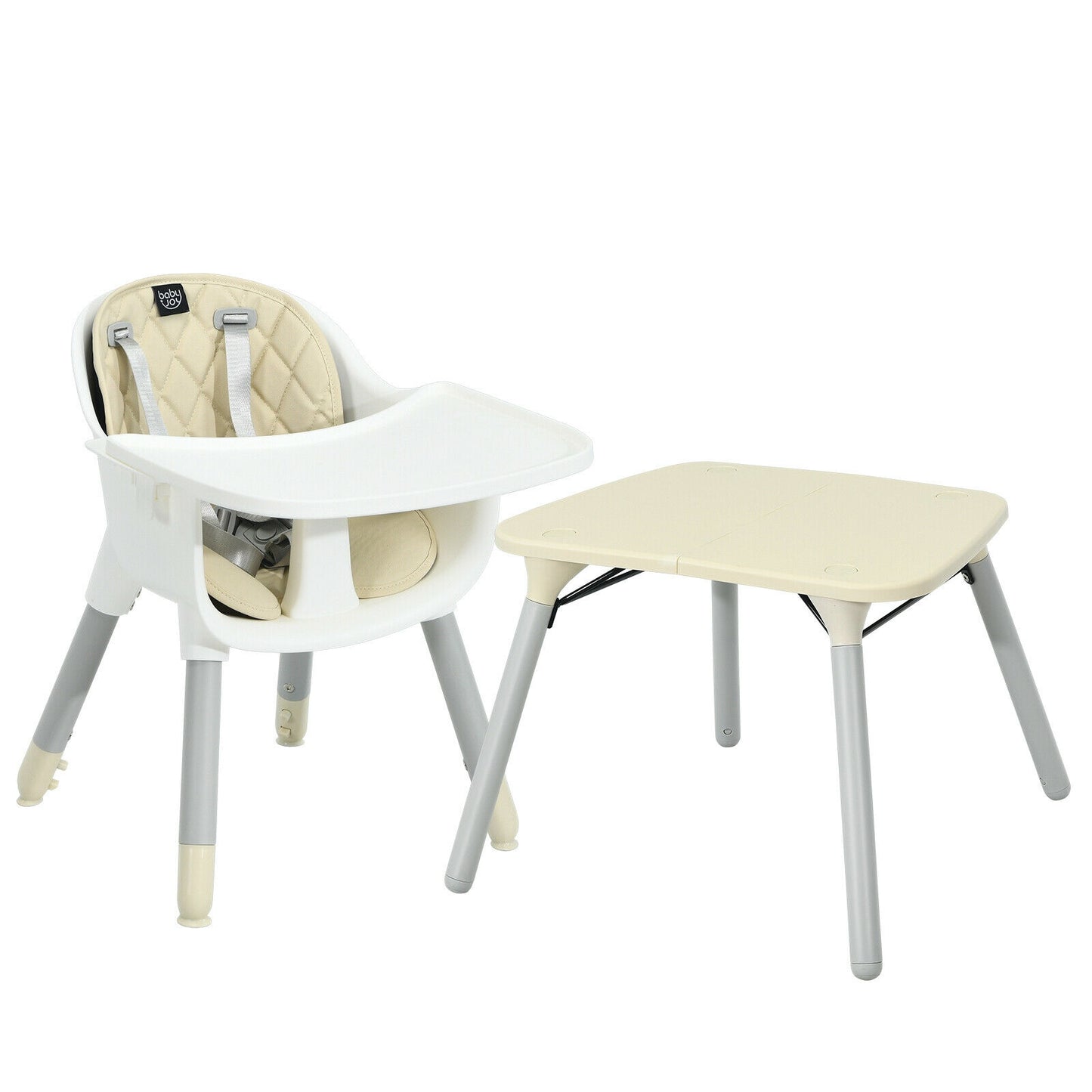 4-in-1 Convertible Baby High Chair with PU Cushion