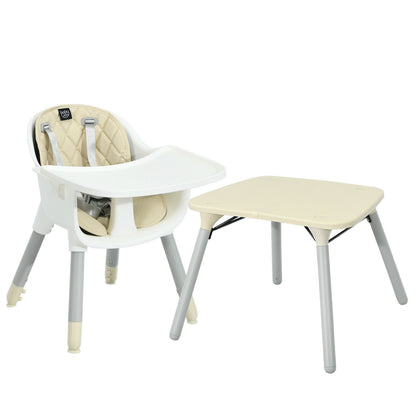 4-in-1 Convertible Baby High Chair with PU Cushion